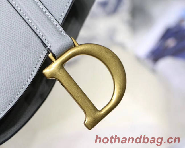 DIOR GRAY STONE SADDLE GRAIN CALFSKIN BAG M0446C