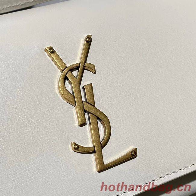 Yves Saint Laurent Calfskin Leather Shoulder Bag Y533036 White&gold-Tone Metal