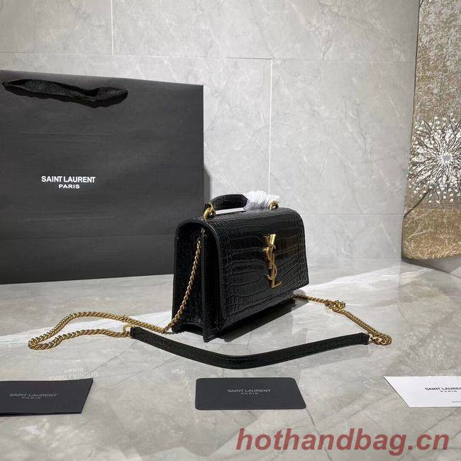 Yves Saint Laurent Calfskin Leather Shoulder Bag Y533036A black