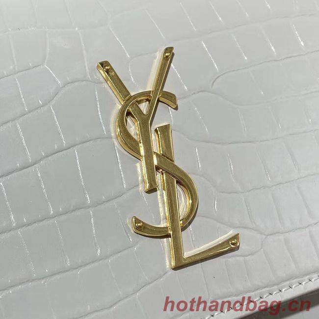 Yves Saint Laurent Calfskin Leather Shoulder Bag Y542206A white&gold-Tone Metal
