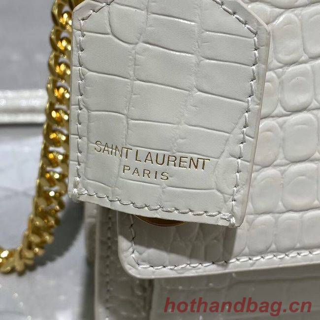 Yves Saint Laurent Calfskin Leather Shoulder Bag Y542206A white&gold-Tone Metal