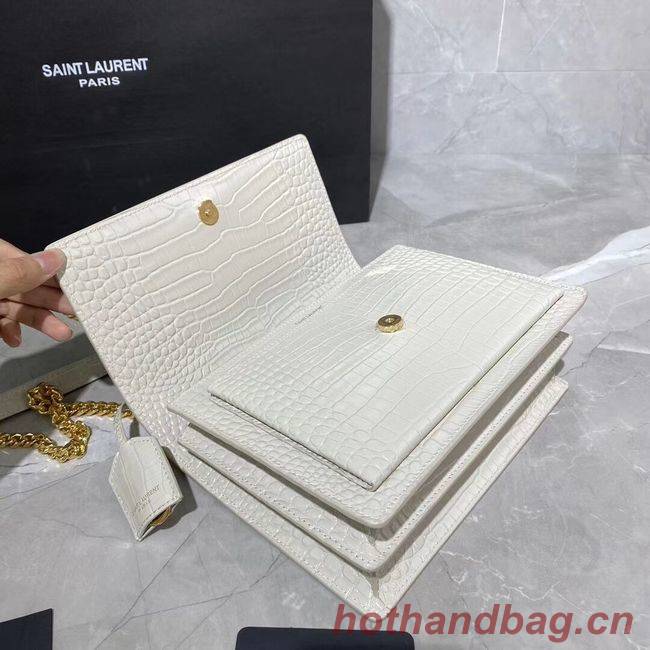 Yves Saint Laurent Calfskin Leather Shoulder Bag Y542206A white&gold-Tone Metal