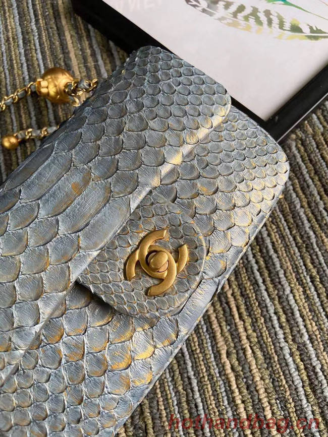 Chanel Original Small Snake skin flap bag AS1116 grey