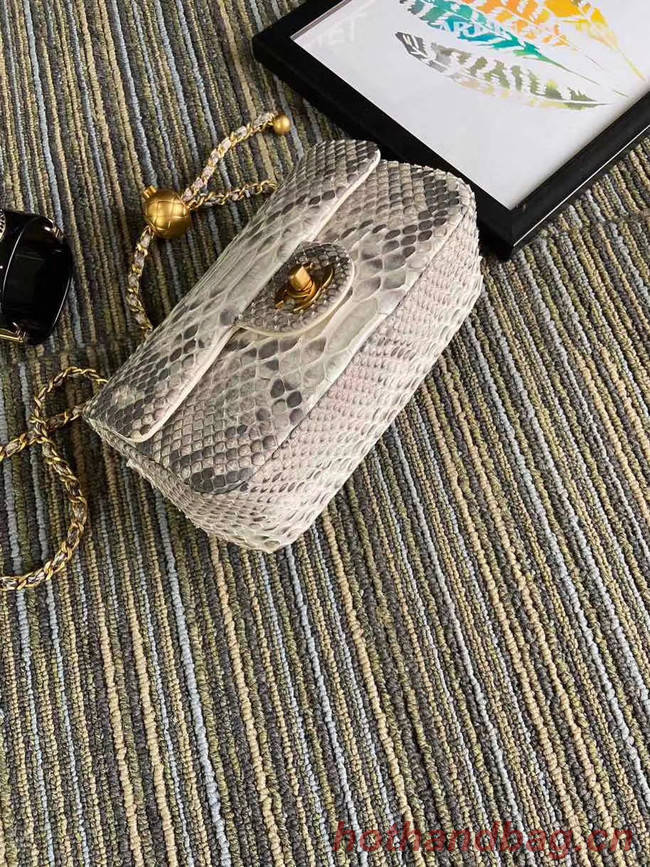 Chanel Original Small Snake skin flap bag AS1116 light grey