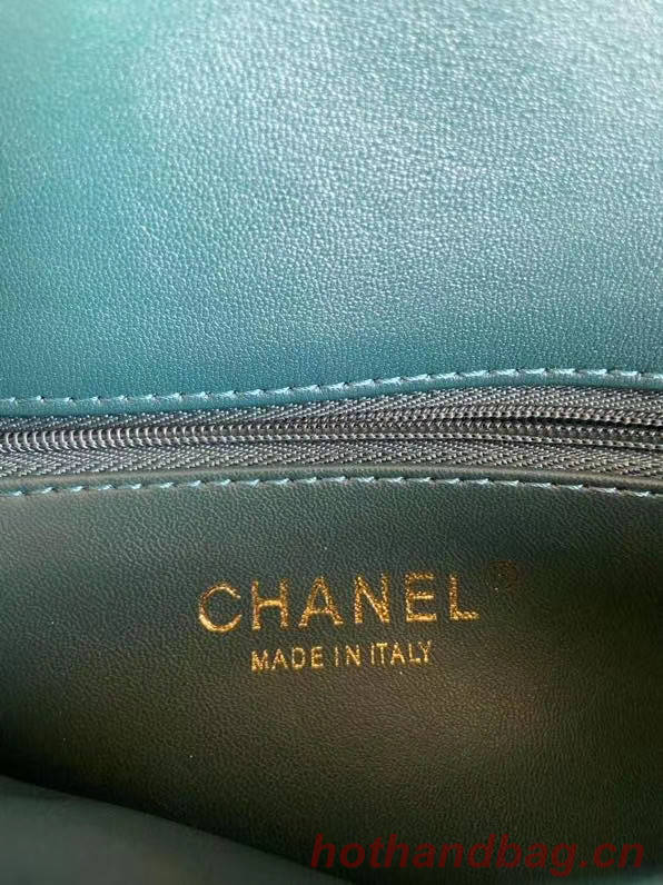 Chanel CC original lambskin top handle flap bag A92236 green&Gold-Tone Metal