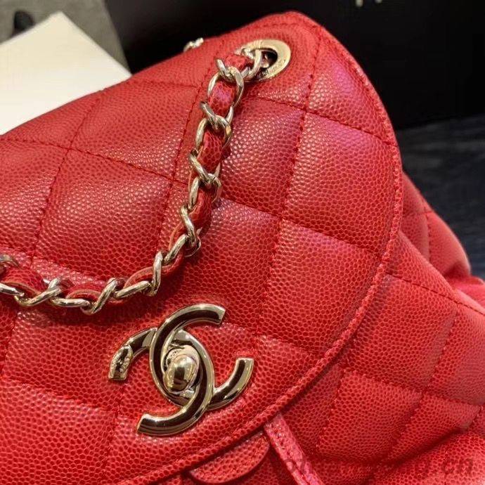 Chanel backpack Grained Calfskin & Gold-Tone Metal AS1371 Red