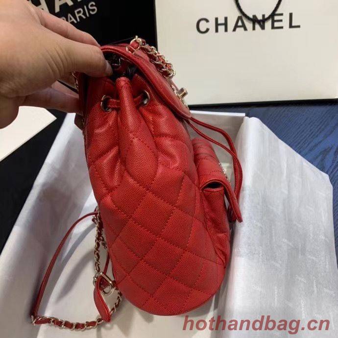 Chanel backpack Grained Calfskin & Gold-Tone Metal AS1371 Red