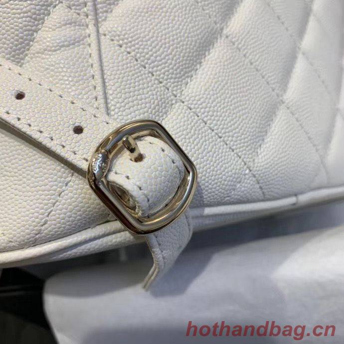 Chanel backpack Grained Calfskin & Gold-Tone Metal AS1371 White