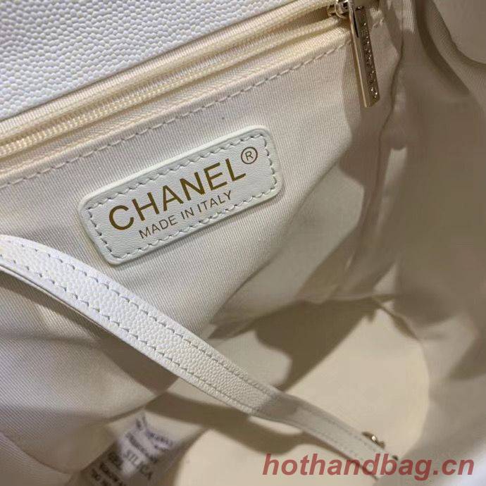 Chanel backpack Grained Calfskin & Gold-Tone Metal AS1371 White