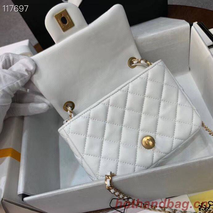 Chanel MINI Flap Bag Original Sheepskin Leather AS1786 White