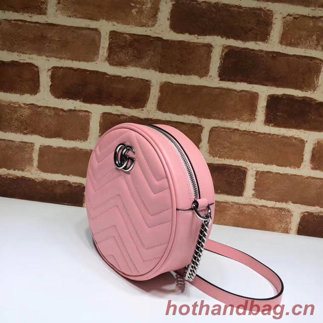 Gucci GG Marmont mini round shoulder bag 550154 Pastel pink