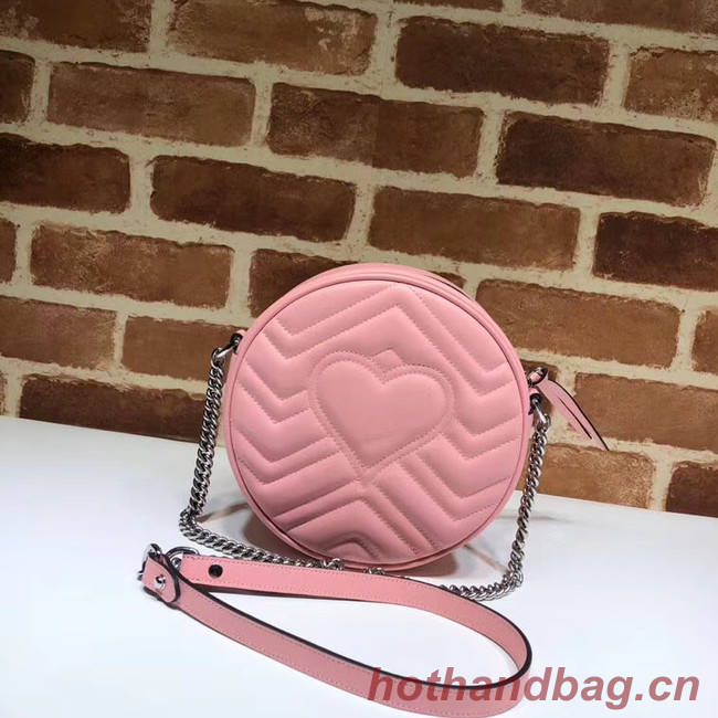 Gucci GG Marmont mini round shoulder bag 550154 Pastel pink