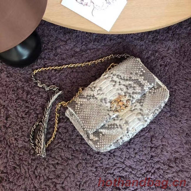 CHANEL 19 Flap Bag Original Snake skin flap bag AS1160 grey