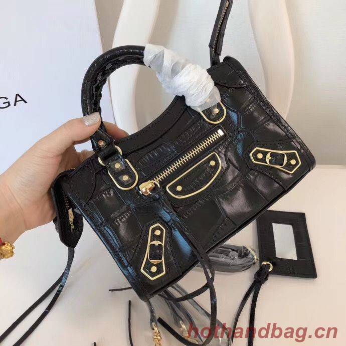 Balenciaga Mini Classic Crocodile Leather Bag B300296 Black