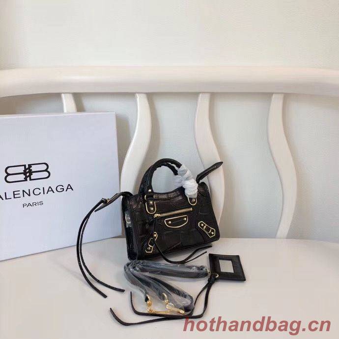 Balenciaga Mini Classic Crocodile Leather Bag B300296 Black