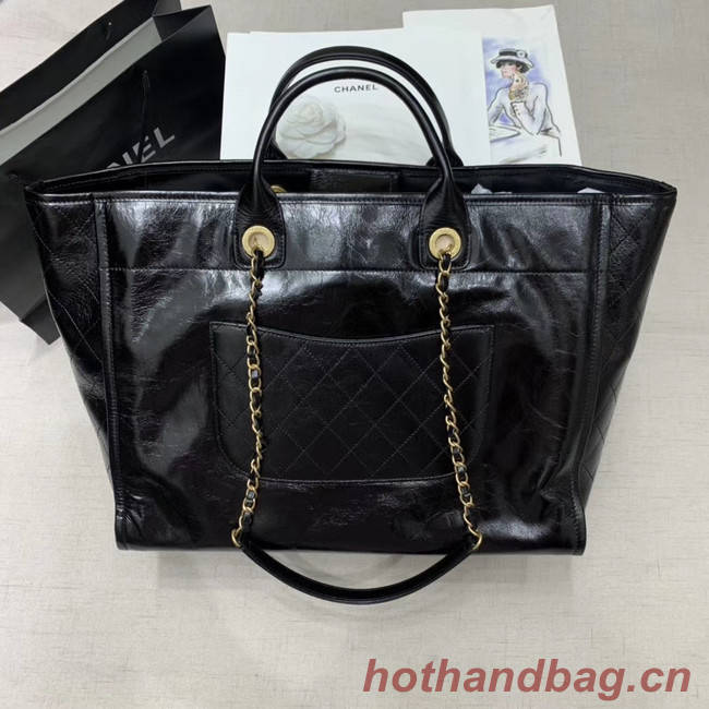 Chanel cowhide Tote Shopping Bag A66942 black