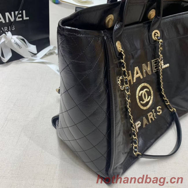 Chanel cowhide Tote Shopping Bag A66942 black