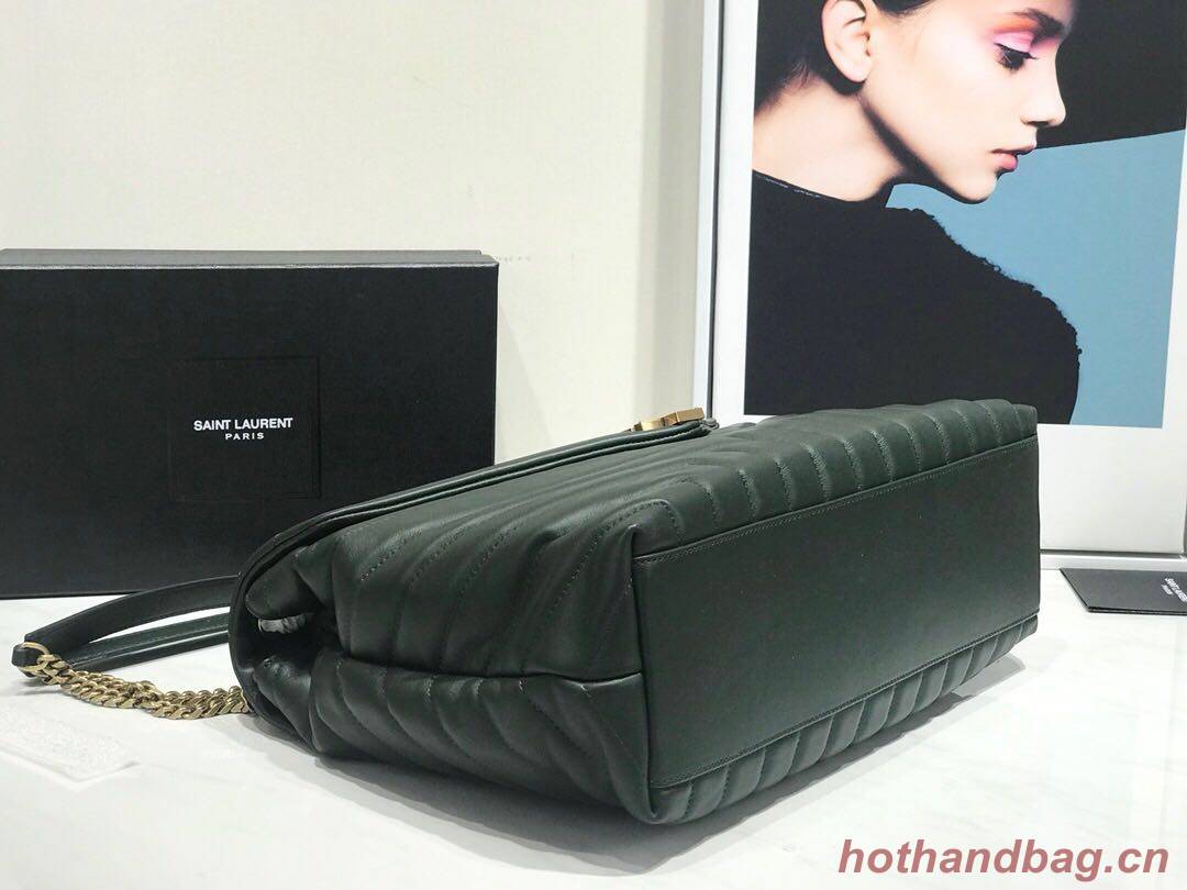 SAINT LAURENT Loulou Monogram medium quilted leather shoulder bag 74558 blackish green