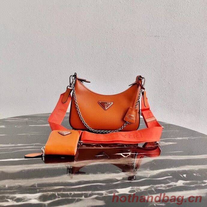 Prada Saffiano leather mini shoulder bag 2BH204 orange