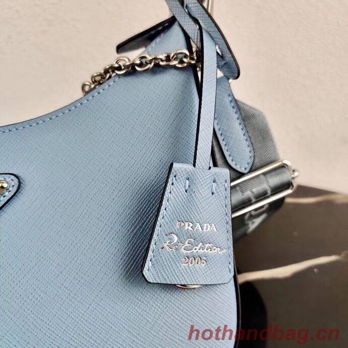 Prada Saffiano leather mini shoulder bag 2BH204 sky blue