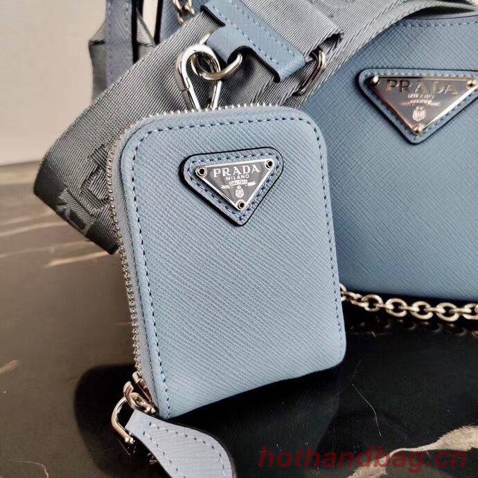 Prada Saffiano leather mini shoulder bag 2BH204 sky blue