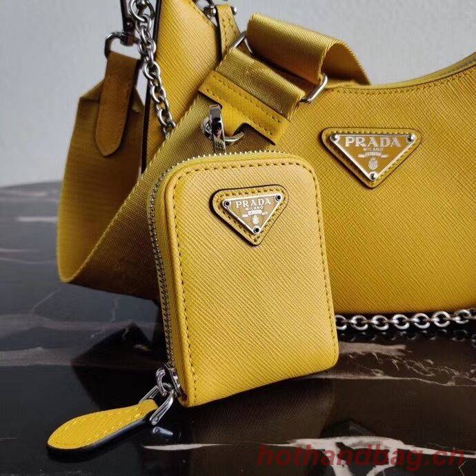 Prada Saffiano leather mini shoulder bag 2BH204 yellow