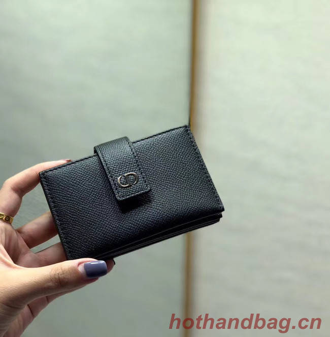 DIOR 30 MONTAIGNE 5-GUSSET CARD HOLDER Grained Calfskin S2058 Black