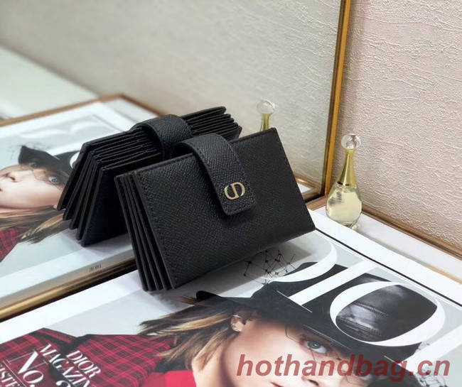 DIOR 30 MONTAIGNE 5-GUSSET CARD HOLDER Grained Calfskin S2058 Black