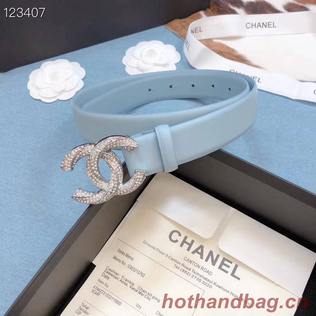 Chanel Original Calf Leather 3602 light blue&Silver