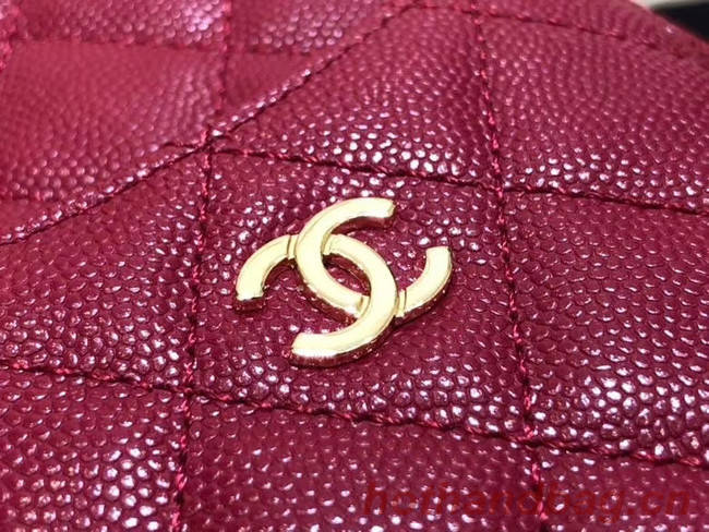 Chanel Calfskin Leather Card packet & Gold-Tone Metal A81598 rose