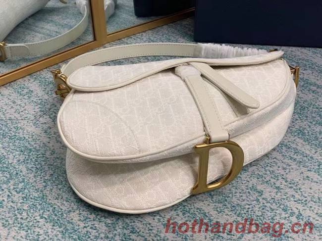 SADDLE BAG Gray Dior Oblique Embroidered Denim M0446C cream