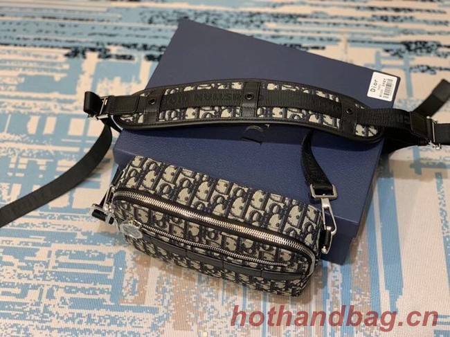 SAFARI MESSENGER BAG Grained Black Calfskin and Dior Oblique Jacquard 1SFPO101