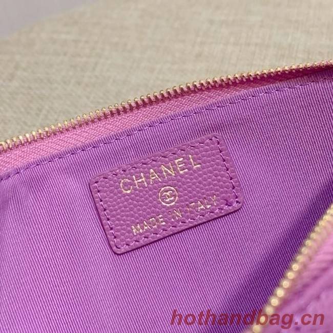 BOY CHANEL Calfskin Leather Card packet AP1482 Lavender