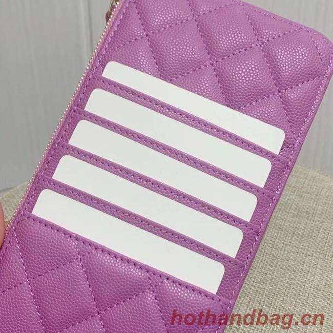 BOY CHANEL Calfskin Leather Card packet AP1482 Lavender