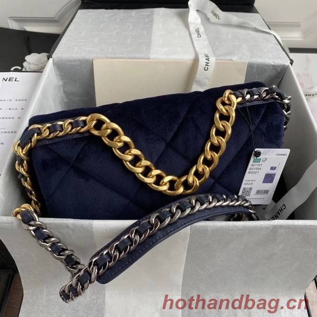 Chanel 19 flap bag velvet AS1161 Royal Blue