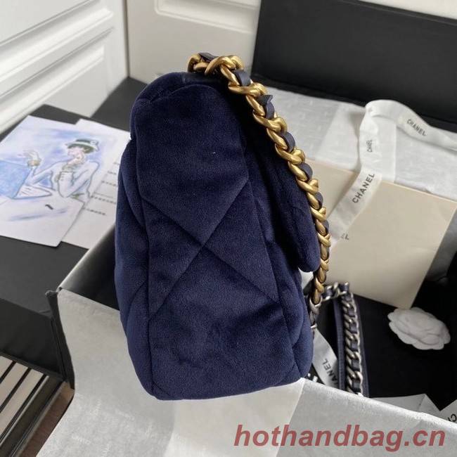 Chanel 19 flap bag velvet AS1161 Royal Blue