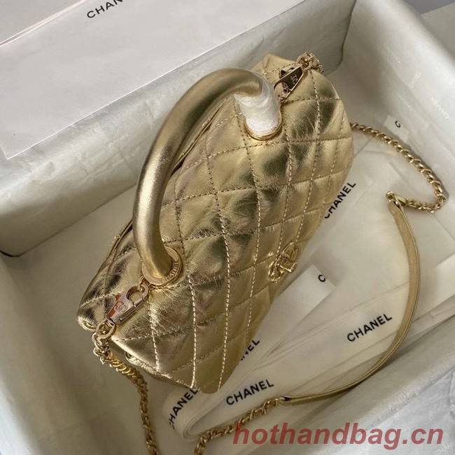 Chanel Small Flap Bag with Top Handle 92990 GOLD