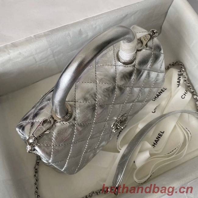 Chanel Small Flap Bag with Top Handle 92990 silver