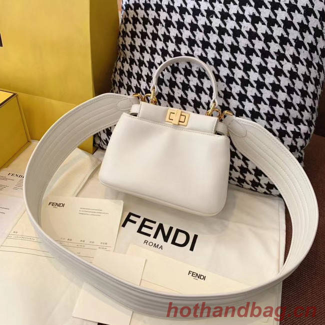 Fendi PEEKABOO ICONIC MINI nappa leather bag 8BN244 white