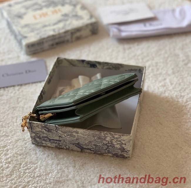 MINI LADY DIOR WALLET Cannage Lambskin S0178 green