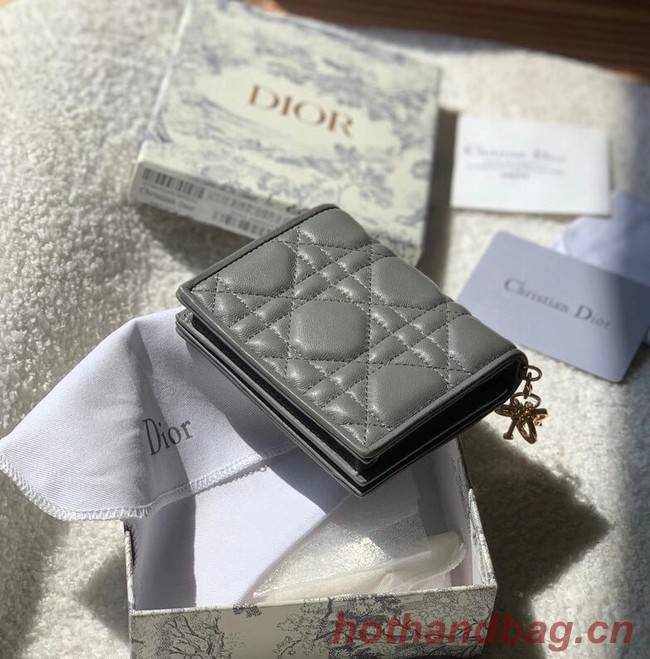 MINI LADY DIOR WALLET Cannage Lambskin S0178 grey