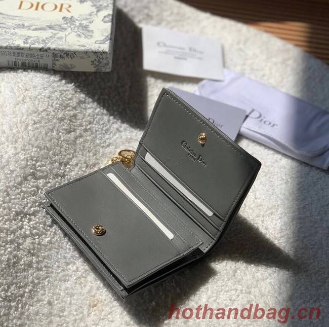 MINI LADY DIOR WALLET Cannage Lambskin S0178 grey