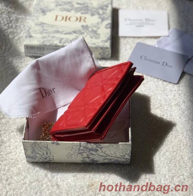 MINI LADY DIOR WALLET Cannage Lambskin S0178 red