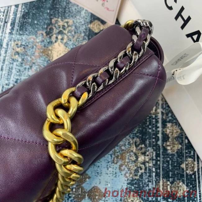 Chanel 19 flap bag AS1162 deep purple