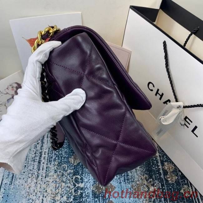 Chanel 19 flap bag AS1162 deep purple