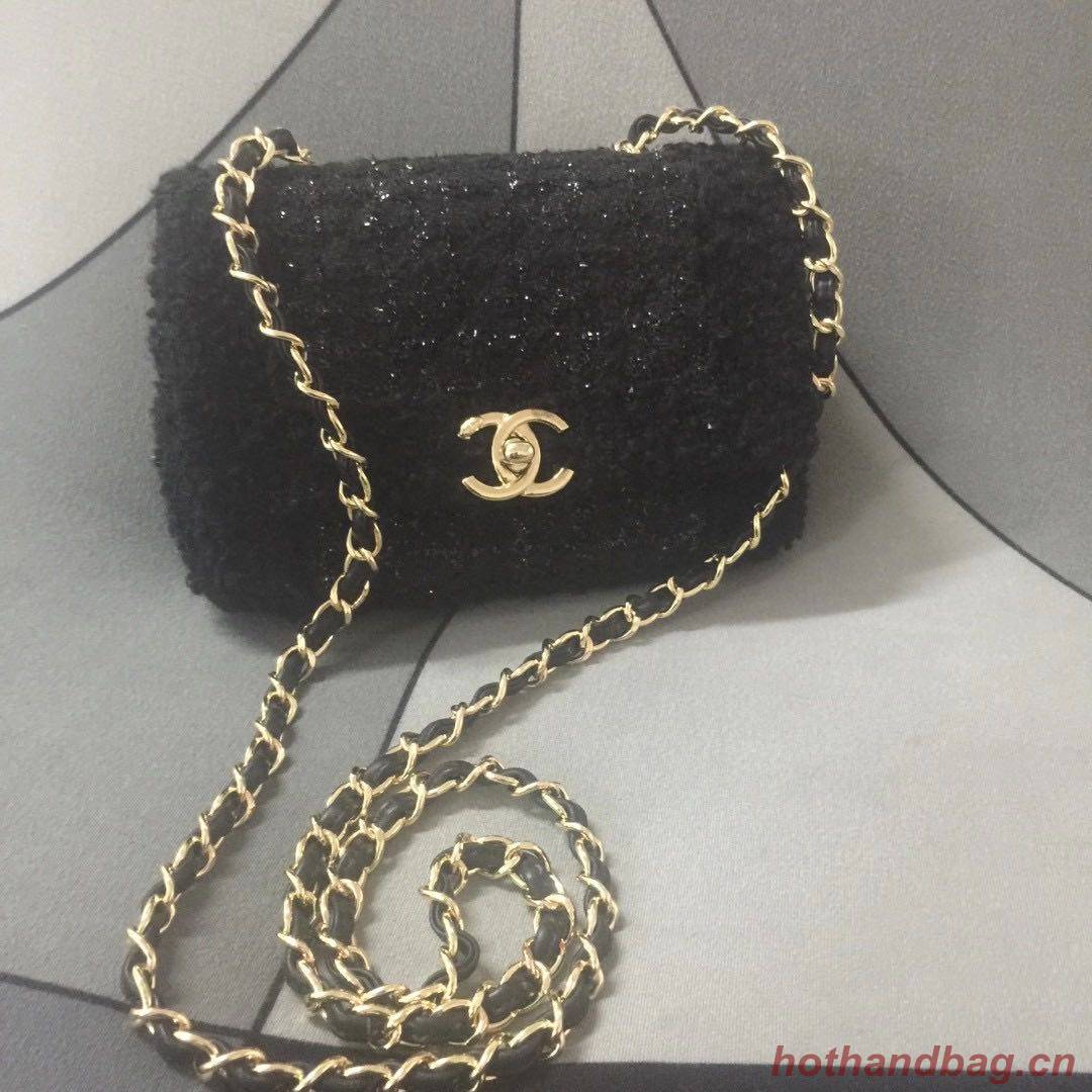 Chanel small flap bag Gold-Tone Metal AS1116 black