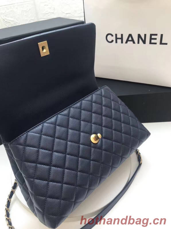 Chanel flap bag with Burgundy top handle A92991 dark Blue