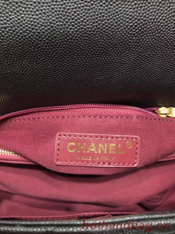 Chanel flap bag with red top handle A92991 black