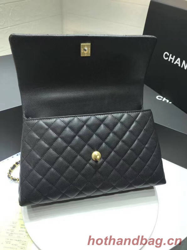 Chanel flap bag with red top handle A92991 black