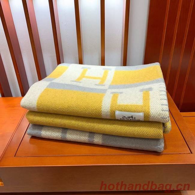 Hermes Lambswool & Cashmere Shawl & Blanket 71155 yellow